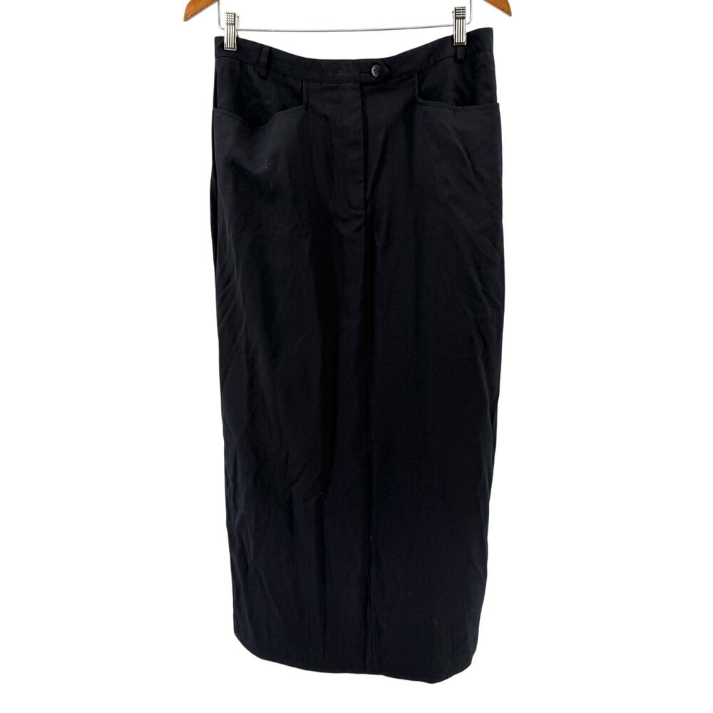 Vintage 90s Hunt Club Minimalist Black Preppy Back Slit Pencil Maxi Skirt